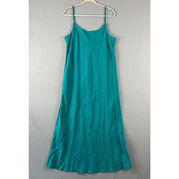 J Crew Gwyneth 100% Linen Dress Womens 16T Green Coastal Quiet Minimal Beach NEW - Picture 1 of 16